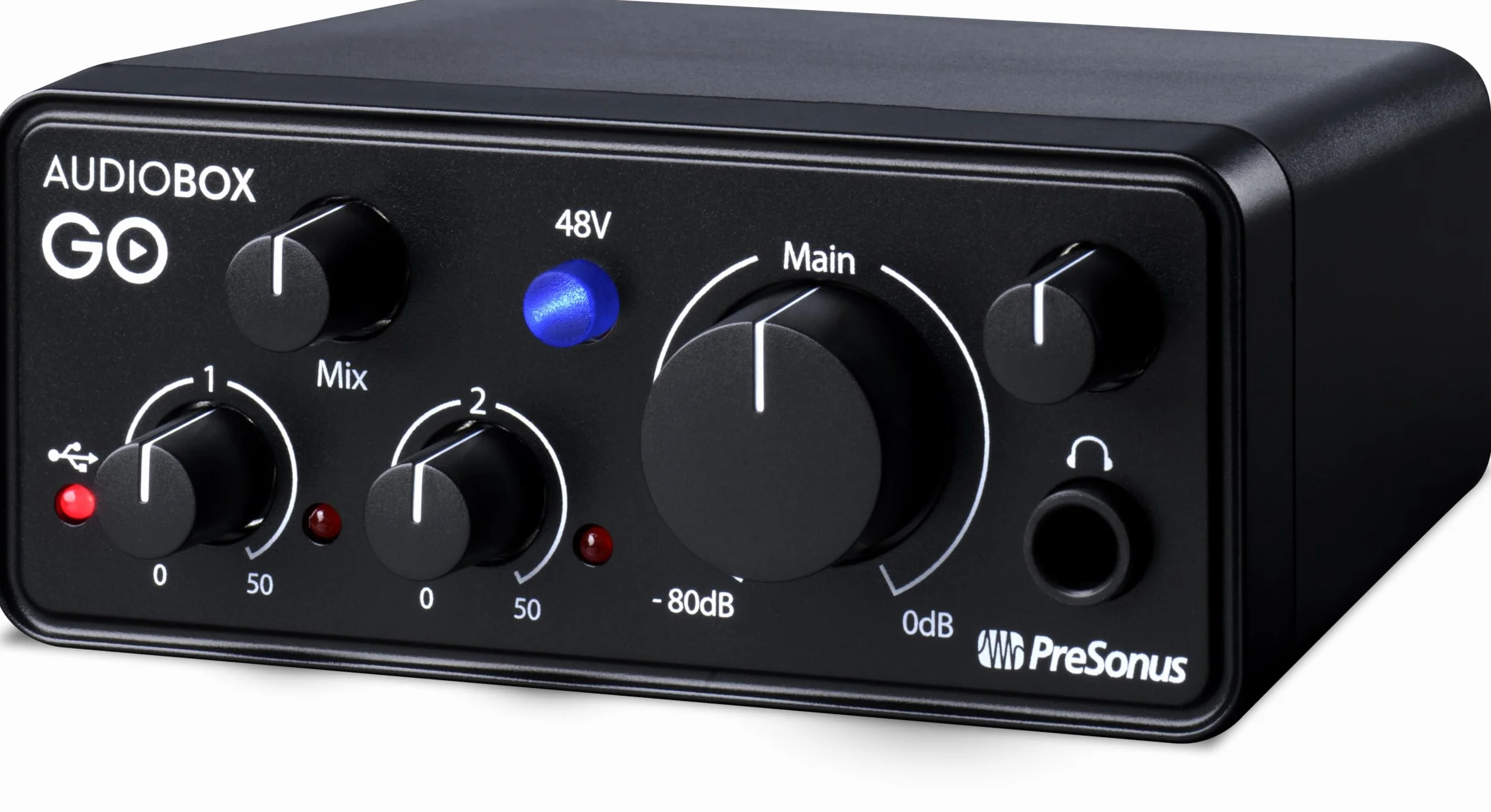 PreSonus AudioBox GO, Interfaz de Audio USB-C, Para Producción Musical con Software de Grabación Studio One, Tutoriales Musicales, Ejemplos de Sonido e Instrumentos Virtuales