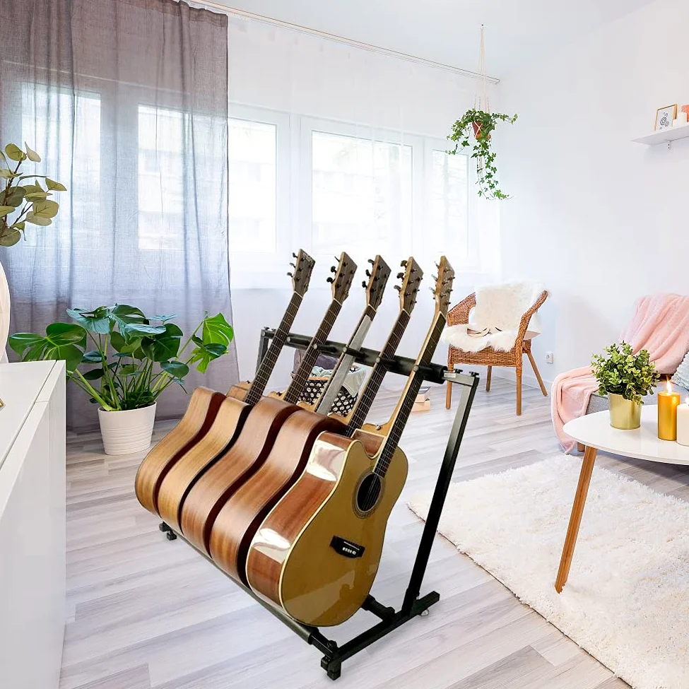Soporte de pie para 5 guitarras (para 5 guitarras)