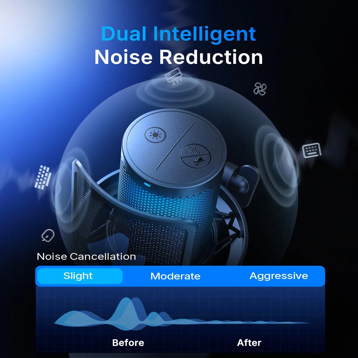 MAONO DGM20WS Micrófono Inalámbrico para PC, Micrófono USB de Condensador con Brazo para Gaming y Streaming, Reducción Ruido Táctil, Mute Rápido, Control Ganancia, RGB, Compatible PS5 Twitch Discord