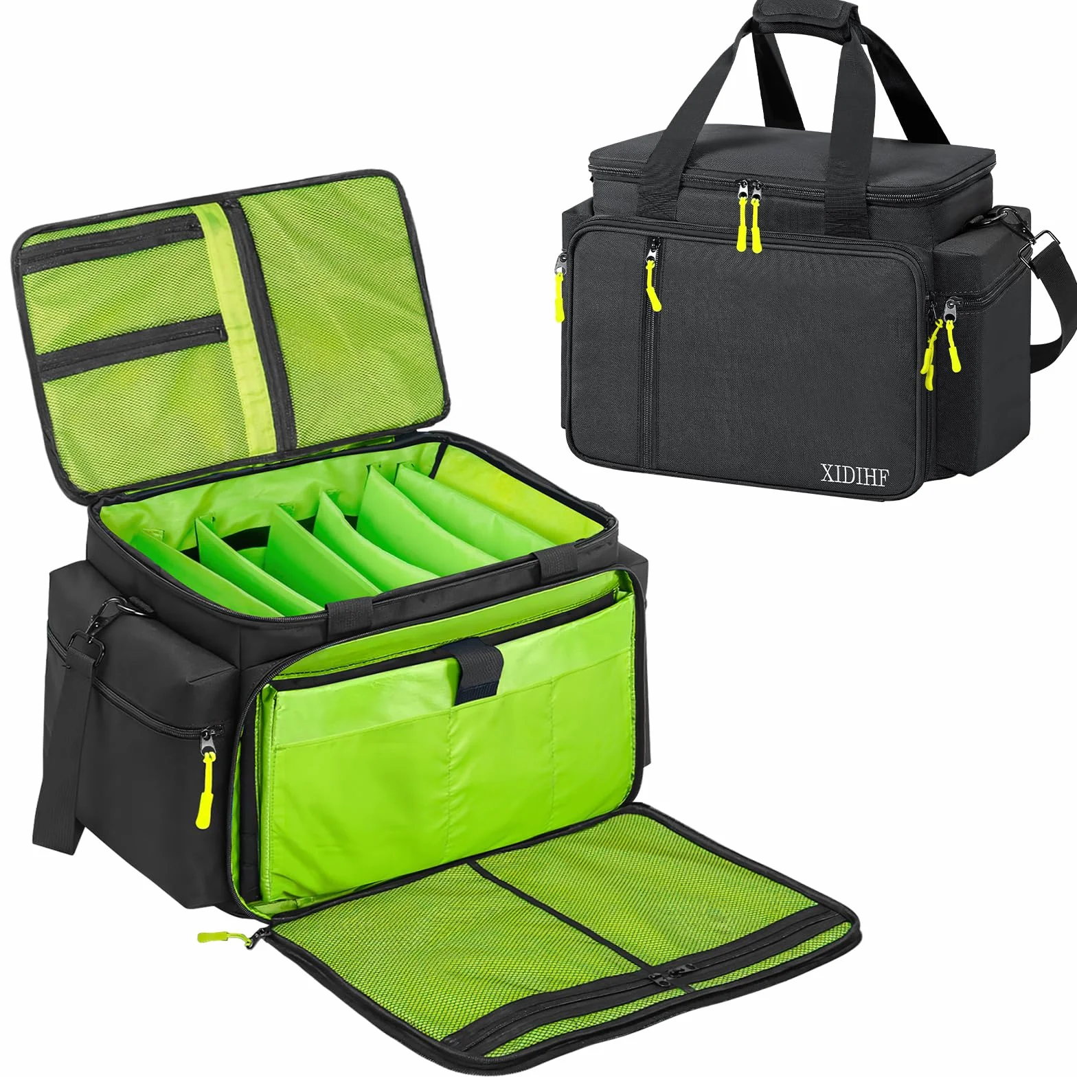 SUNDOY DJ - Bolsa organizadora de Cables con Base Acolchada extraíble y divisores, para Equipo de DJ, Cables de Audio y Accesorios de música, Negro, 45.7 x 31 x 35.6-cm, Tejido Impermeable