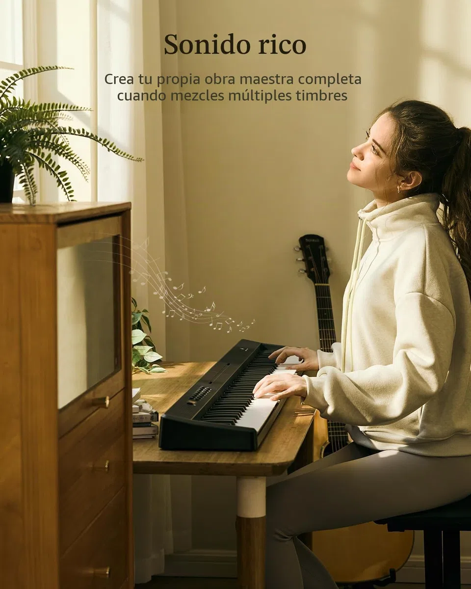 Donner DP-10 Teclado de Piano Portátil 88 Teclas para Principiantes, Teclado de Piano Plegable Bluetooth con Acorde, Grabación, Kit de Batería, Paquete de Piano Digital Plegable con Pedal, Bolsa