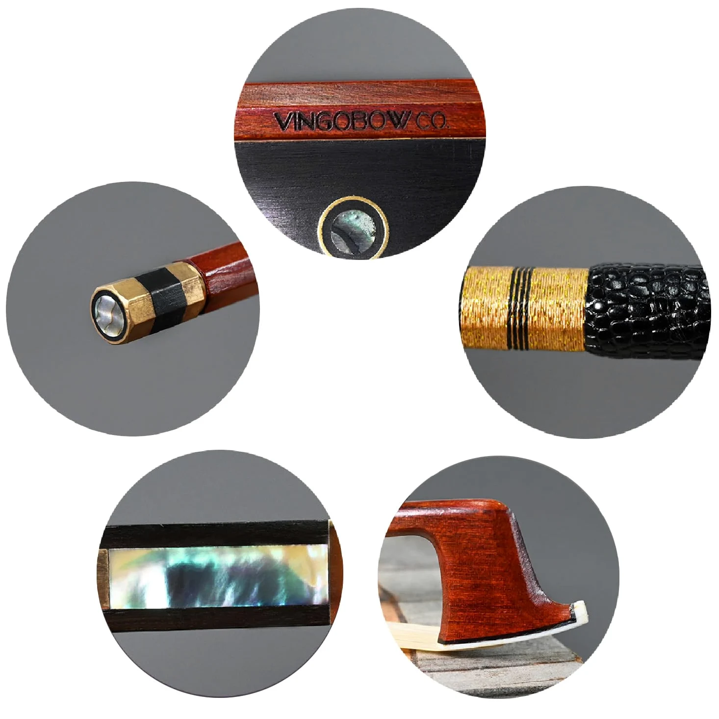 Violín Pernambuco vingobow una multa, luz cálida, Gran Equilibrio. Así Flexible y respuesta rápida, buena rana de madera de ébano con totalmente latón Aolly, arte nº 810 V