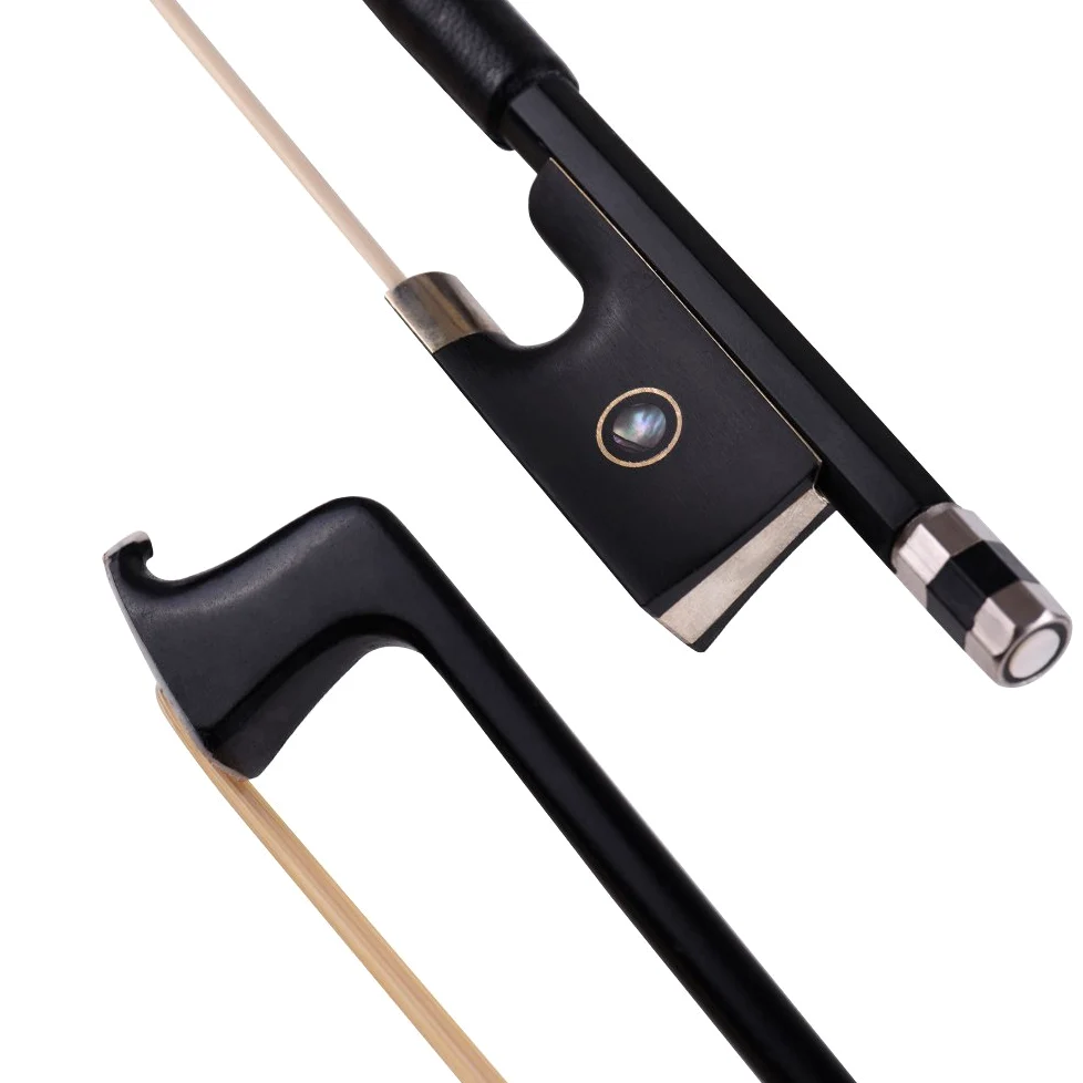 Arco de violín de fibra de carbono de la marca Andoer, para un 4/4, de tamaño completo, punta de ébano