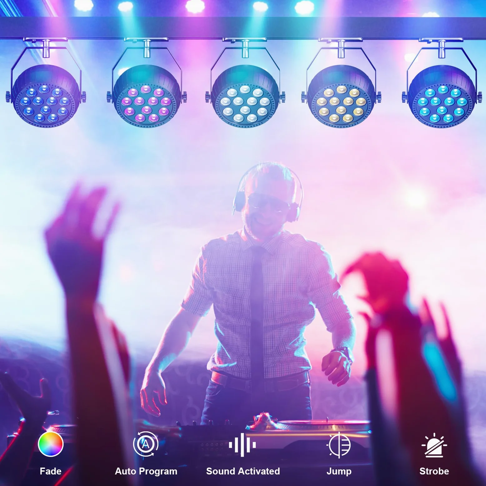 4PCS Mini RGB 12 Focos Par LED Bateria, 2200mAh Luces Escenario Recargable con Control Remoto, 4-6h Autonomía Exterior Luz Fiesta Discoteca para Bares DJ Bodas Halloween Navidad