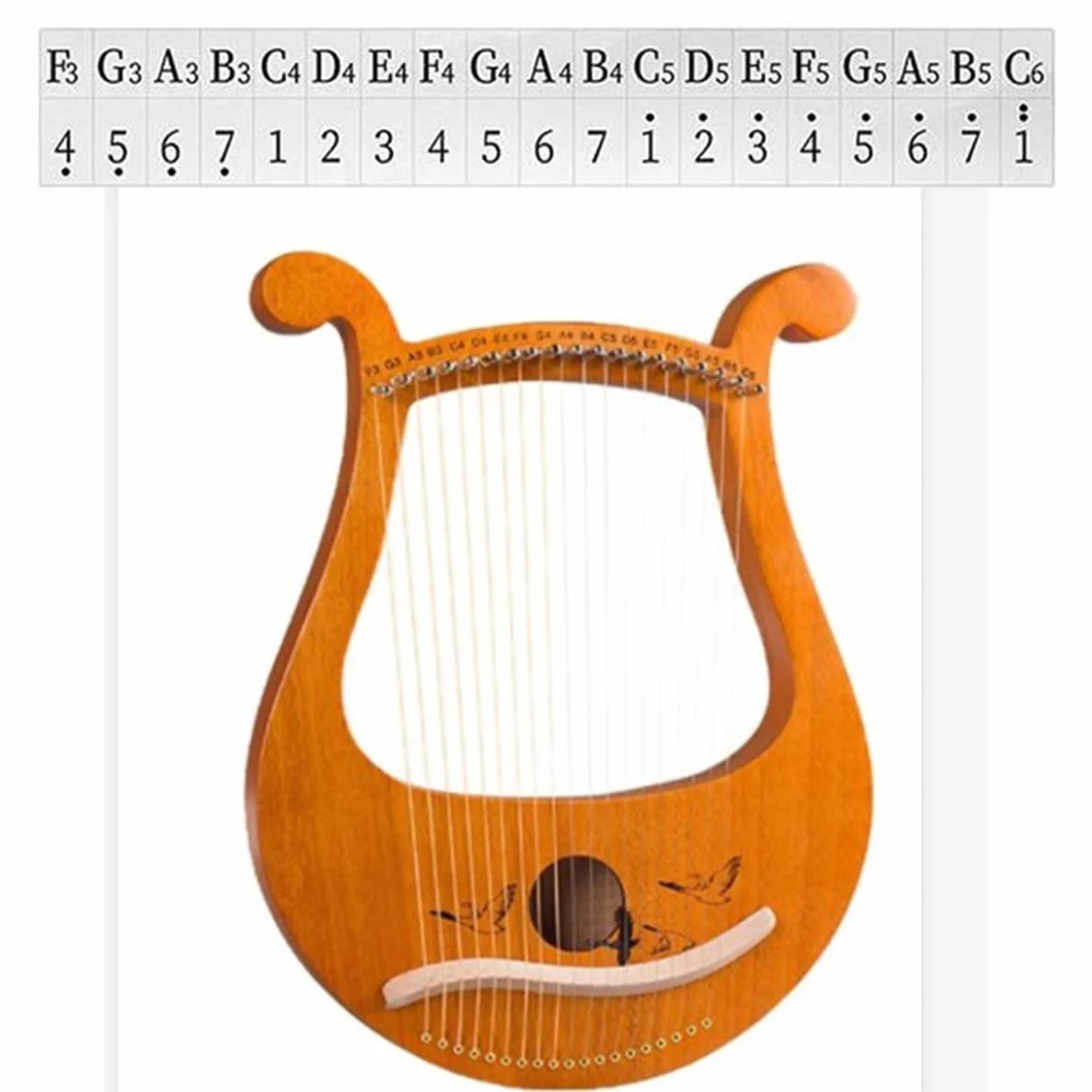Arpe Lire, Violín Griego 19 Cordas, Patrones únicos Lira 19 Cordas, Símbolos Fonéticos Tallados, para los amantes de la música principiantes, Etc.