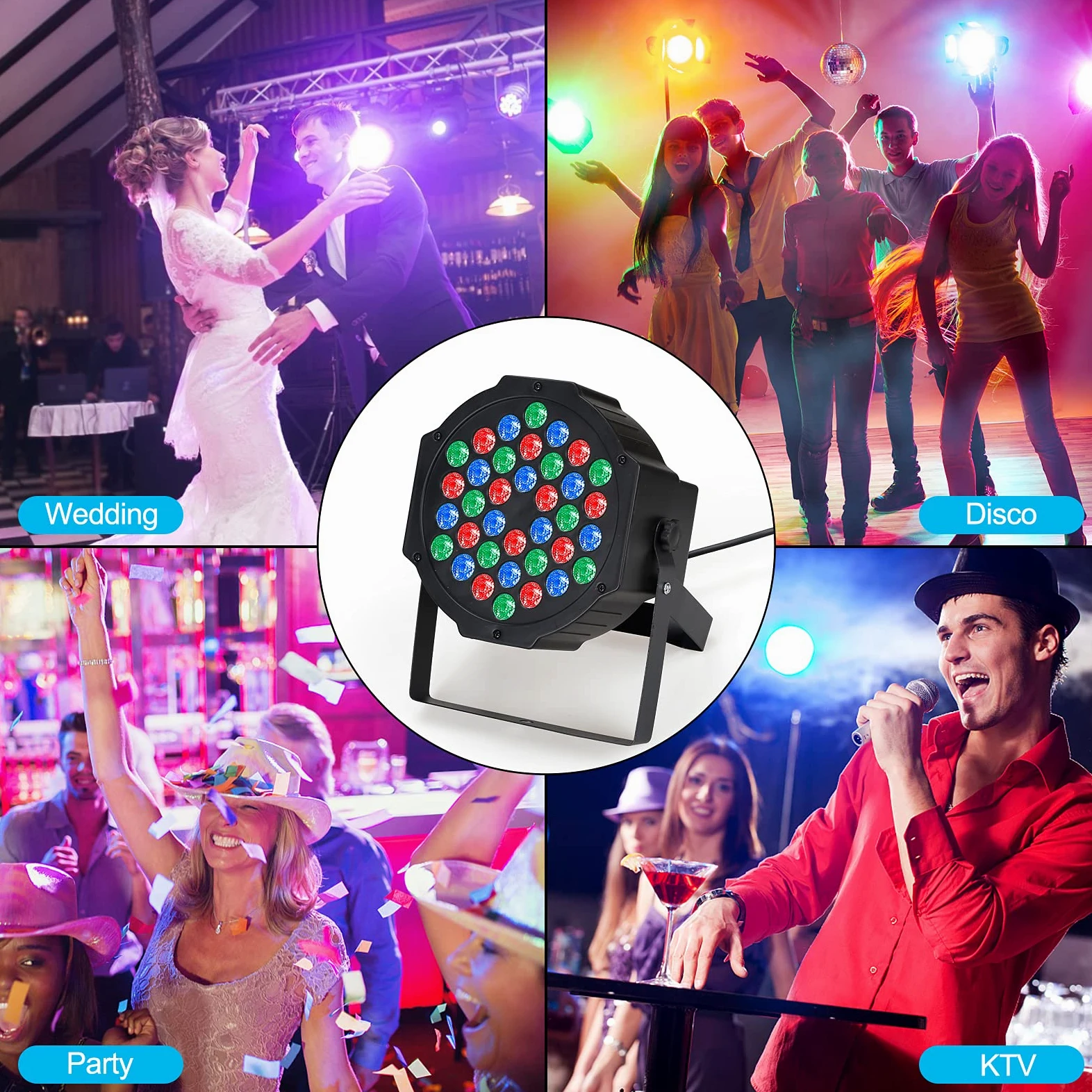 Luces Discoteca, 4PCS RGB Focos Par LED con 36 LED Luz de Escenario con Control DMX Activación de Sonido Iluminación de Escenarios para escenario Disco DJ KTV Fiesta Halloween Navidad