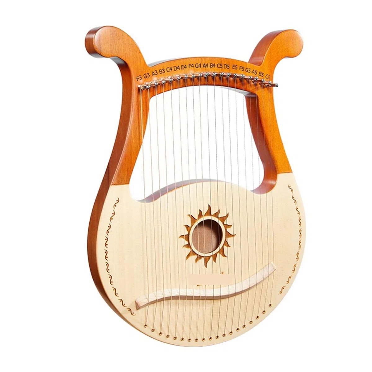 Arpa de Lira de Madera Lyre 19 cuerdas Harp Piano instrumento Musical de caoba con bolsa almacenamiento repuesto(Light Wood)