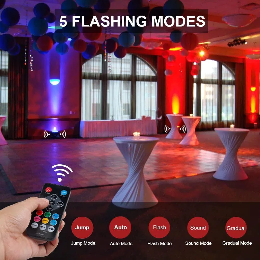 Focos LED 36W Foco RGB Luz Colorida con Control DMX y Mando, Luces de Fiesta, Discoteca, Conciertos y Celebraciones - 4 Piezas