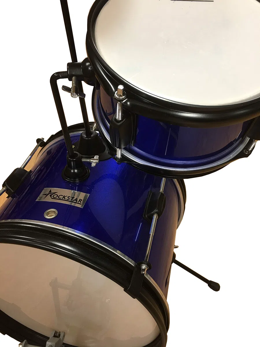 ROCKSTAR MUSIC - Batería Infantil de Madera para Jóvenes Músicos GC1044BL Kit Completo de Percusión, Calidad Sonora Excepcional, Diseño Ergonómico - Incluye Asiento, Pedal de Bombo, Baquetas
