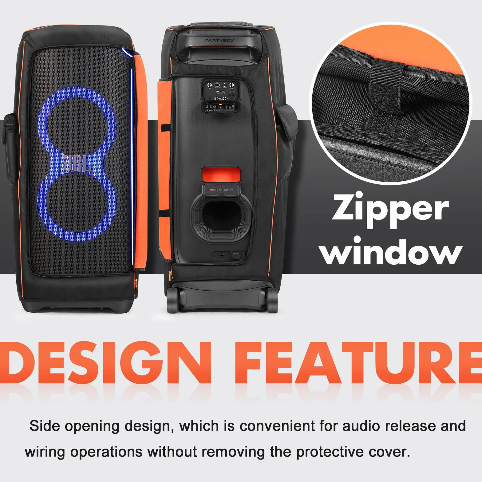 Funda Protectora para Altavoz portátil JBL PartyBox Ultimate, Bolsa de Almacenamiento Multifuncional con Bolsillos