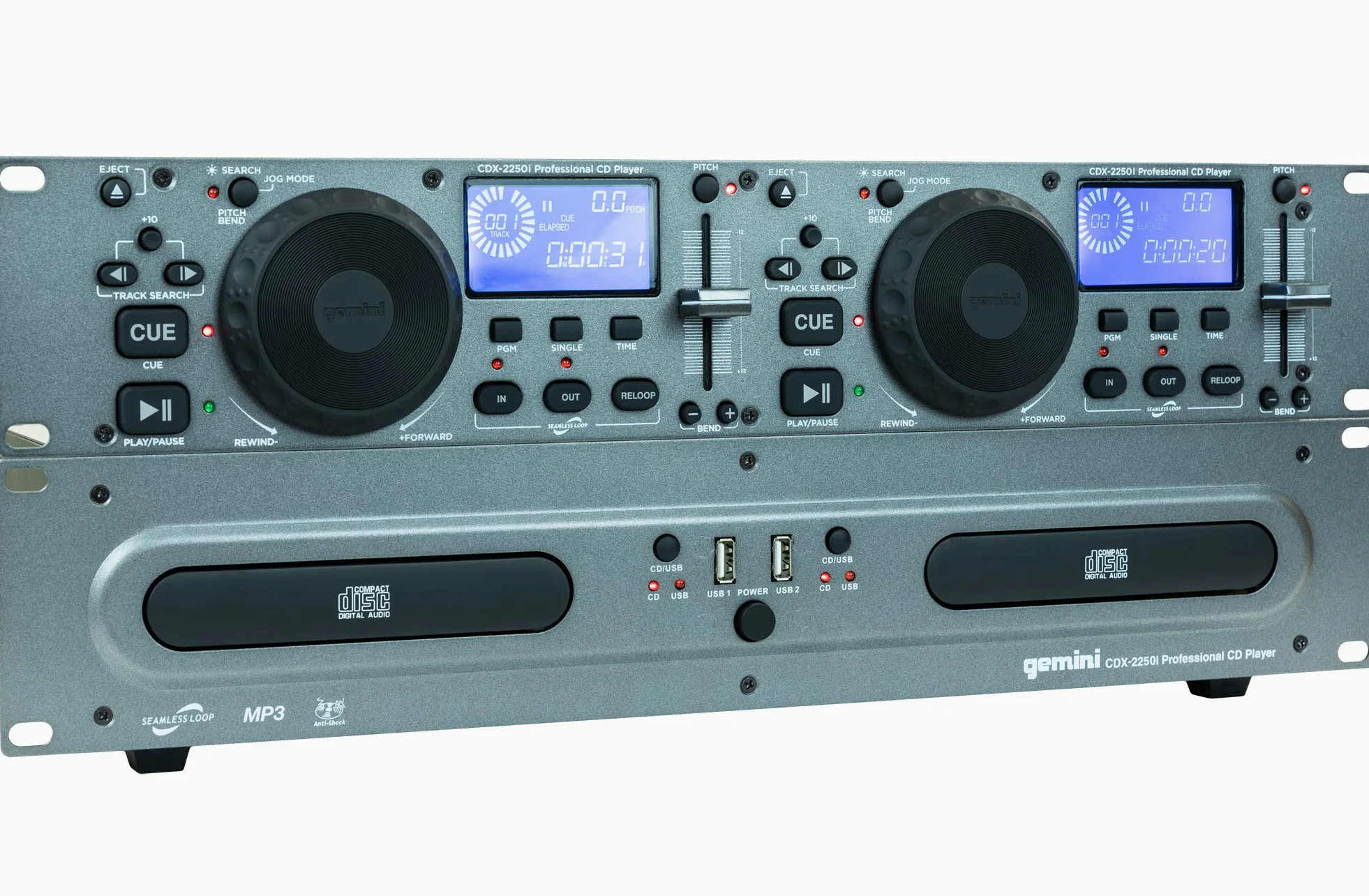 Gemini CDX-2250 - Reproductor doble de CD, montaje en rack