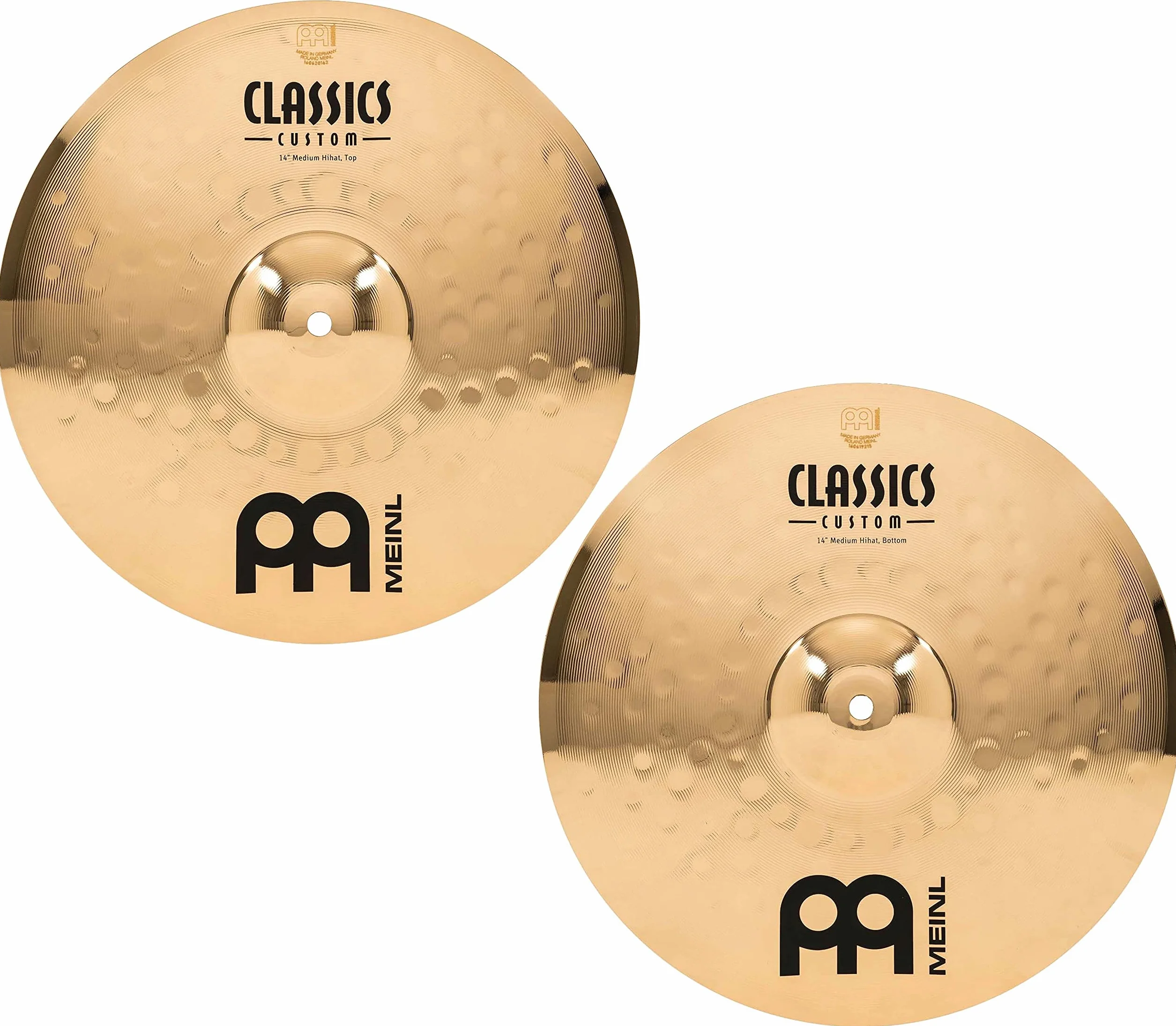 Meinl Cymbals Classics Custom Brilliant Plato Hihat Medium de 14 pulgadas (35,56cm) Platillos de Batería - Pareja - Bronce B12, Acabado Brillante (CC14MH-B)