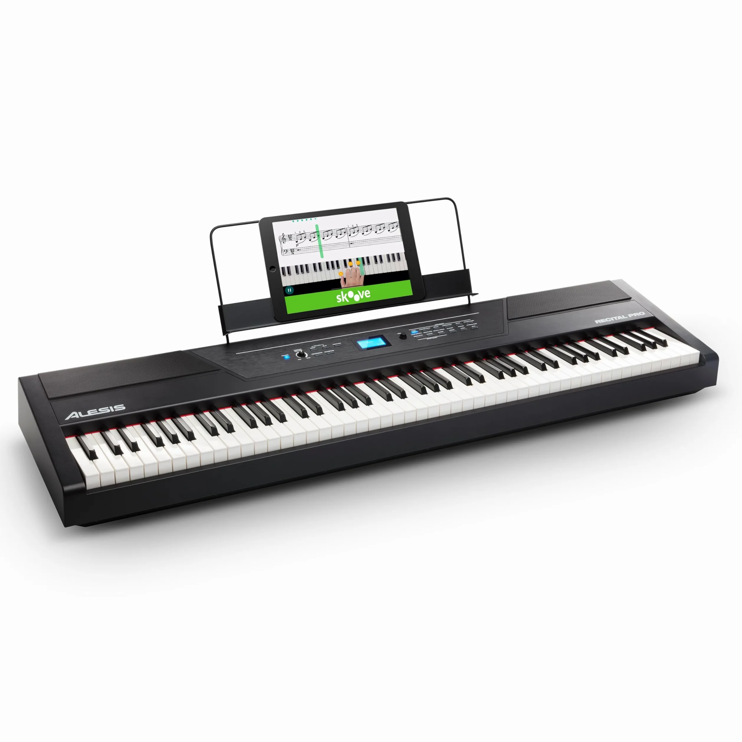Alesis Recital Pro Piano Eléctrico 88 Teclas Contrapesadas con Altavoces, Lecciones de Piano, Metrónomo y 12 Kits de Sonidos