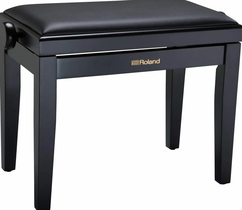 Banco de piano de Roland en negro satinado con asiento de vinilo acolchado - RPB-200BK