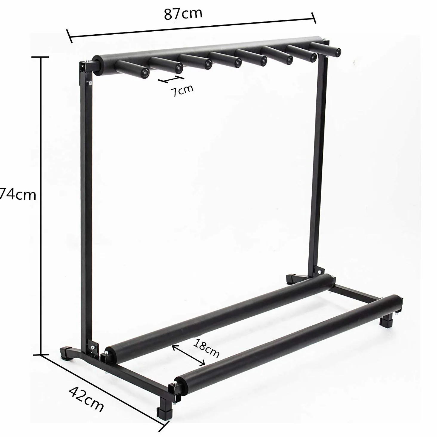 Display4top 7 vías Guitarra del Estante del Soporte - Soporte de guitarra portátil negro. Funda para acústica clásica, eléctrica, bajo