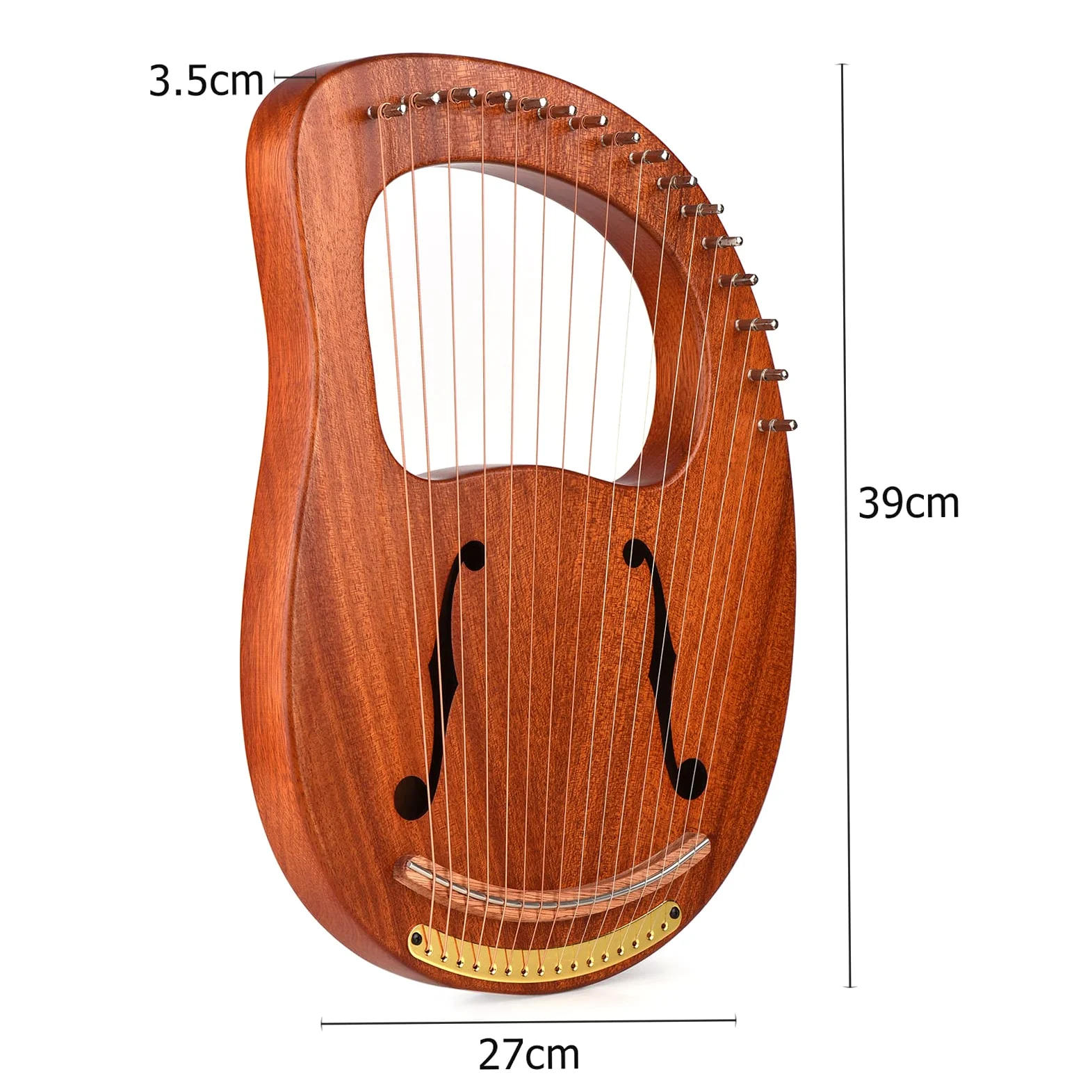 Arpa de lira, WH-16 Arpa de lira de madera de 16 cuerdas, cuerdas de metal, instrumento de cuerda de madera maciza con bolsa de transporte, llave de afinación, limpieza de cuerdas de repuesto, libro