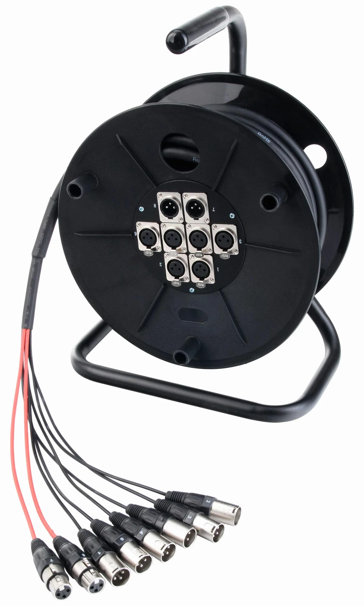 Pronomic 6/2 XLR Multicore de 8 canales, cable de 15 m, 6 envíos/2 retornos XLR, resistente a ácidos y aceites, con alivio de tensión y prensaestopas, ideal para escenario.