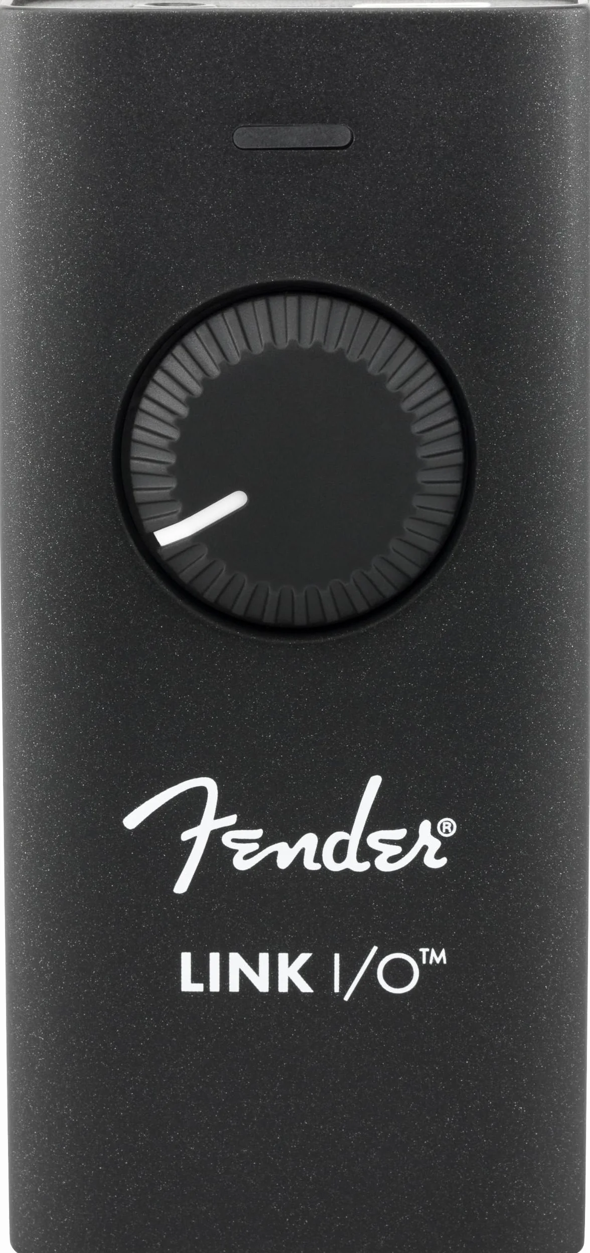 Interfaz de audio portátil USB-C Fender Link I/O, ideal para guitarra eléctrica, cabe en el bolsillo y ofrece audio bidireccional impecable a través de conexión USB.