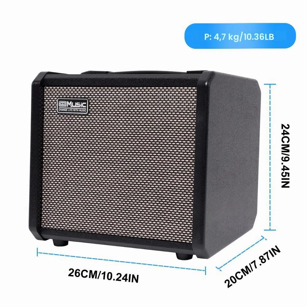 TS20 - Amplificador combinado de graves de 20 W, color negro, apto para bajo, altavoz de 6.5 pulgadas, circuito de sobremarcha, interruptor de contorno intermedio
