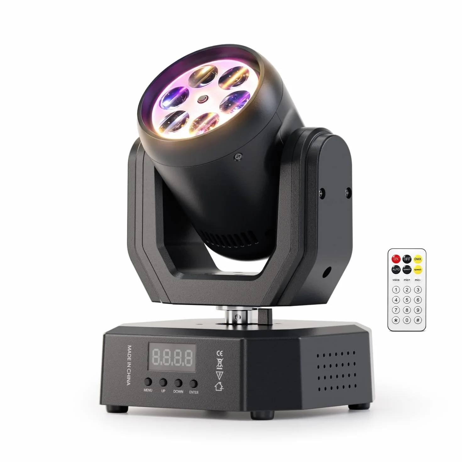 Lyre LED Cabeza Móvil,30W Mini Luz Disco Beam LED RGB con Control Remoto,Rotación Luz Discoteca Moving Head,DMX512/Auto/Sonido Luces de Estroboscópico DJ Efecto para Fiesta Escenarios Club Bar