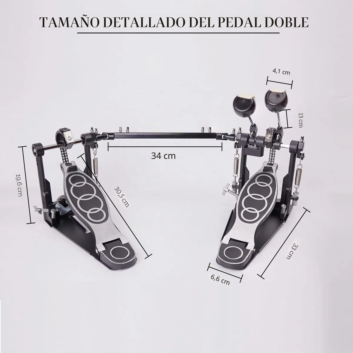 Doble pedal bombo，pedal de bombo doble con doble cadena, accesorios de percusión profesional (V-YQ09)
