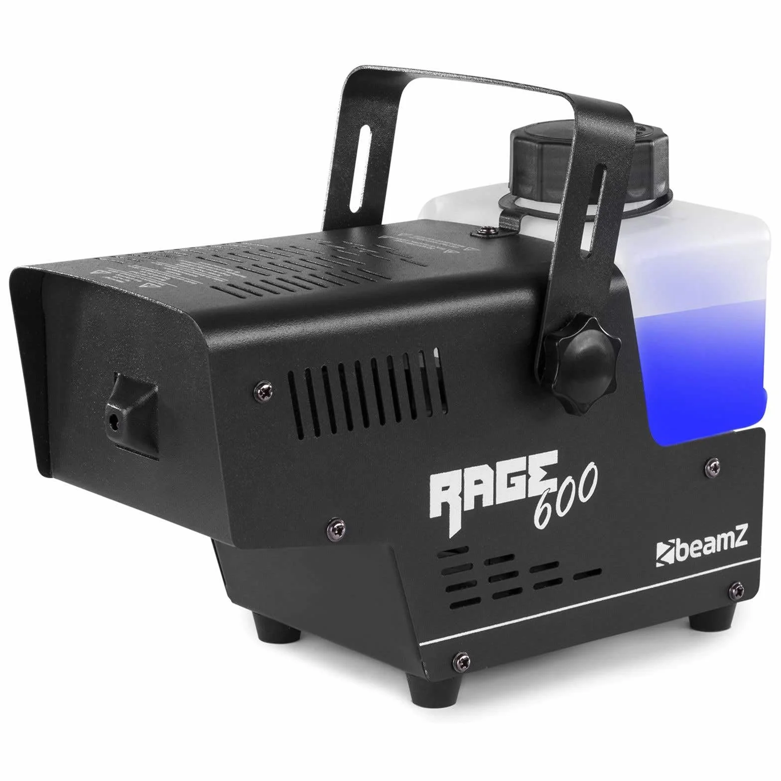 Beamz RAGE600 Máquina de Humo con 5 Litros de Líquido de Humo, 600 Watt, Fogger, Máquina de Niebla, Doble Control Remoto (con y sin cable), Tanque de 0.5 Litros, Disco Fiesta DJs