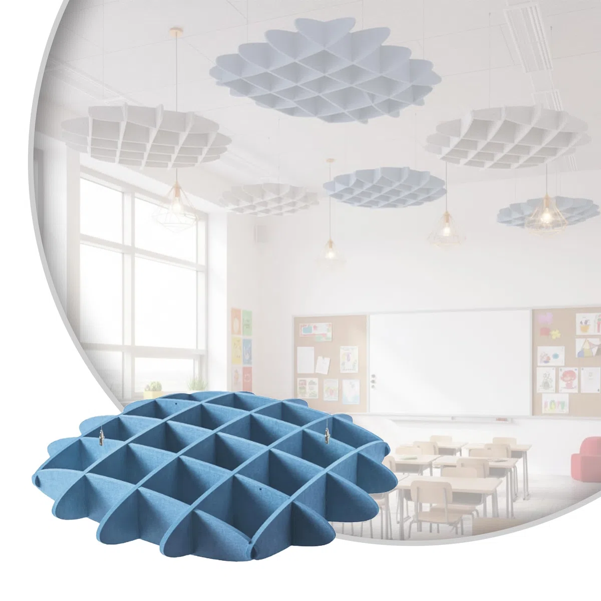 Arrowzoom Paneles Acústicos de Techo Elegantes Absorbedores de Sonido Baldosas Colgantes Aislantes para Oficina, Cine en Casa, Estudio de Grabación 100 cm (39") Azul Grisáceo - KK1463
