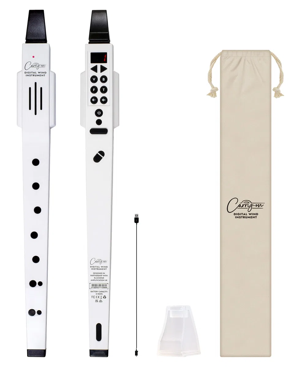 BLACKSTAR Carry-on by Digital Wind Instrument White - 10 voces, batería recargable USB incorporada, salida de auriculares para practicar en silencio, Midi sobre Bluetooth