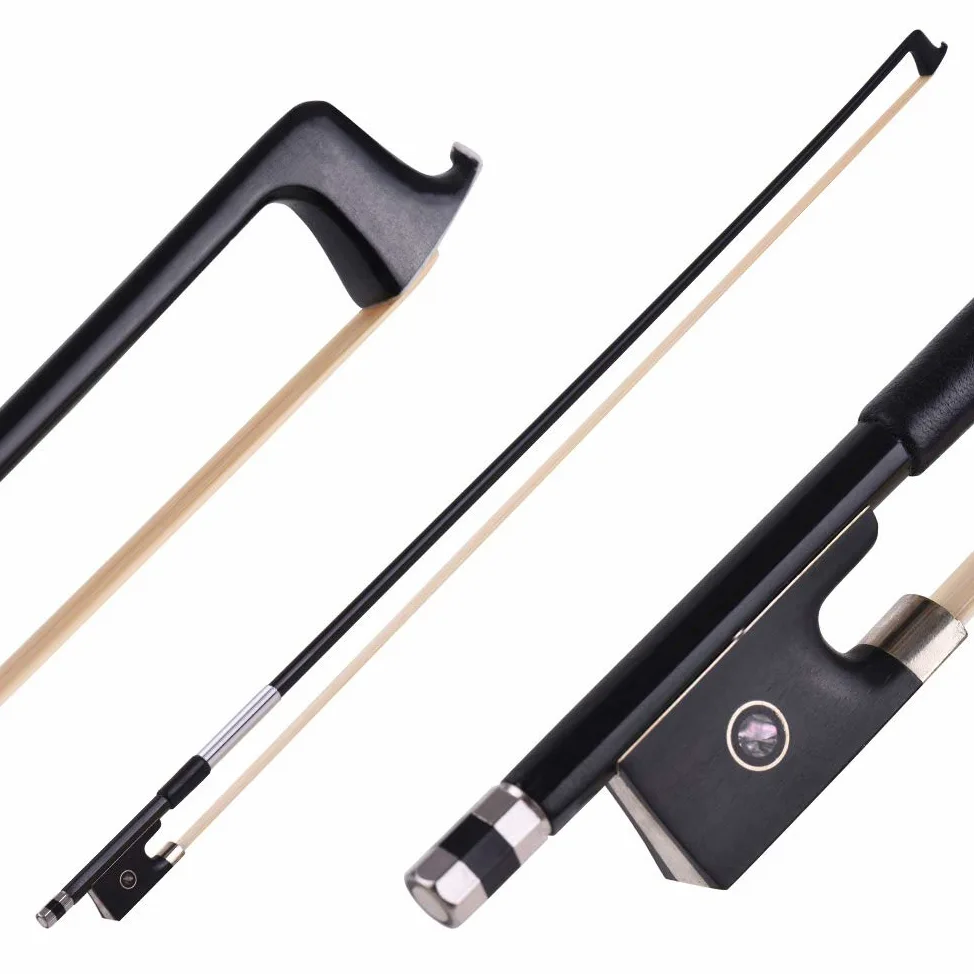 Arco de violín de fibra de carbono de la marca Andoer, para un 4/4, de tamaño completo, punta de ébano