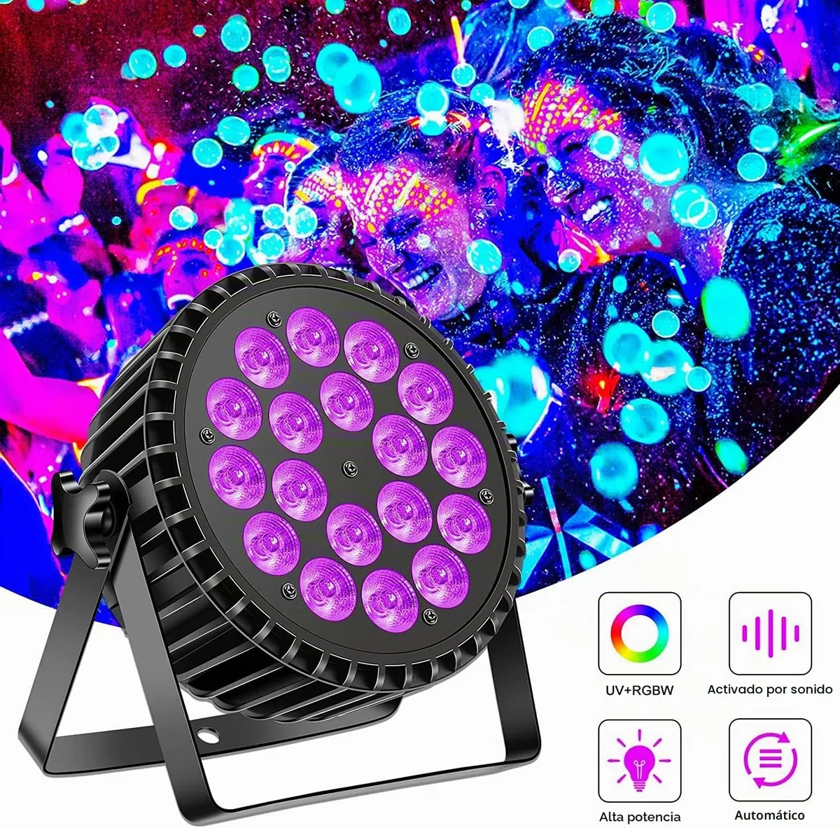 180W par led UV luz negra 18 * 10W RGB DMX512 focos led escenario luces de discoteca para fiestas Aotu/Sound para fiestas bar Navidad Halloween bodas