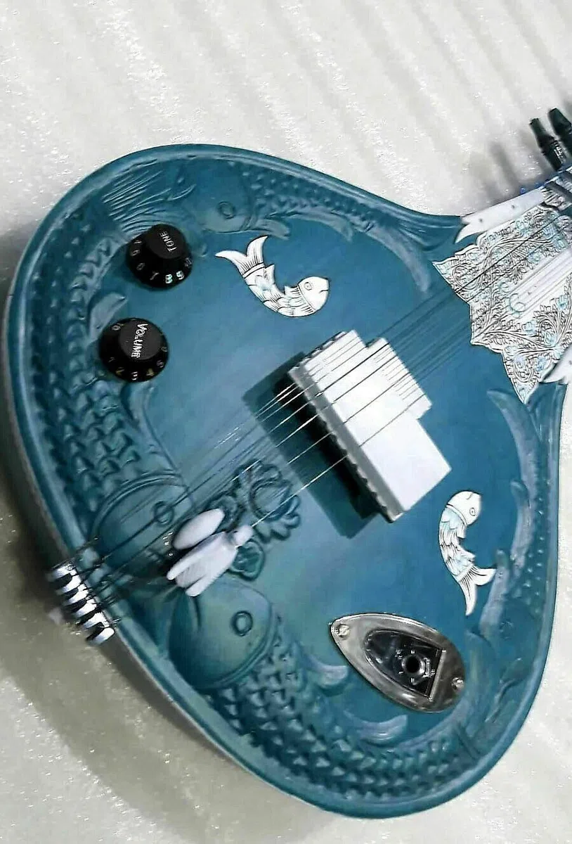 Sitar eléctrico indio hecho a mano, estilo Ravi Shankar, madera de tun, con cuerdas y mizrab