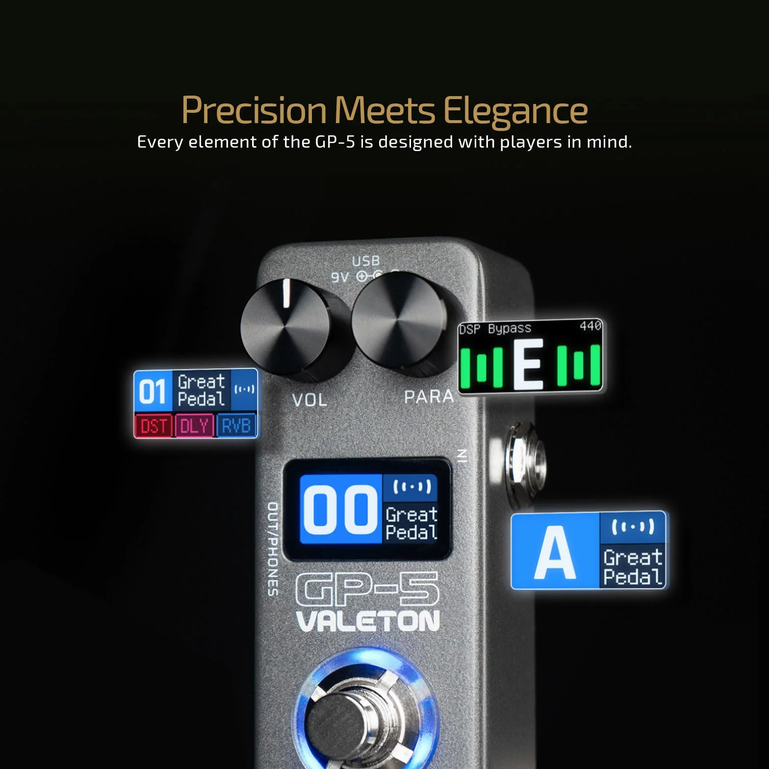 VALETON Procesador multiefectos y pedal cargador NAM/IR Supercompacto GP-5