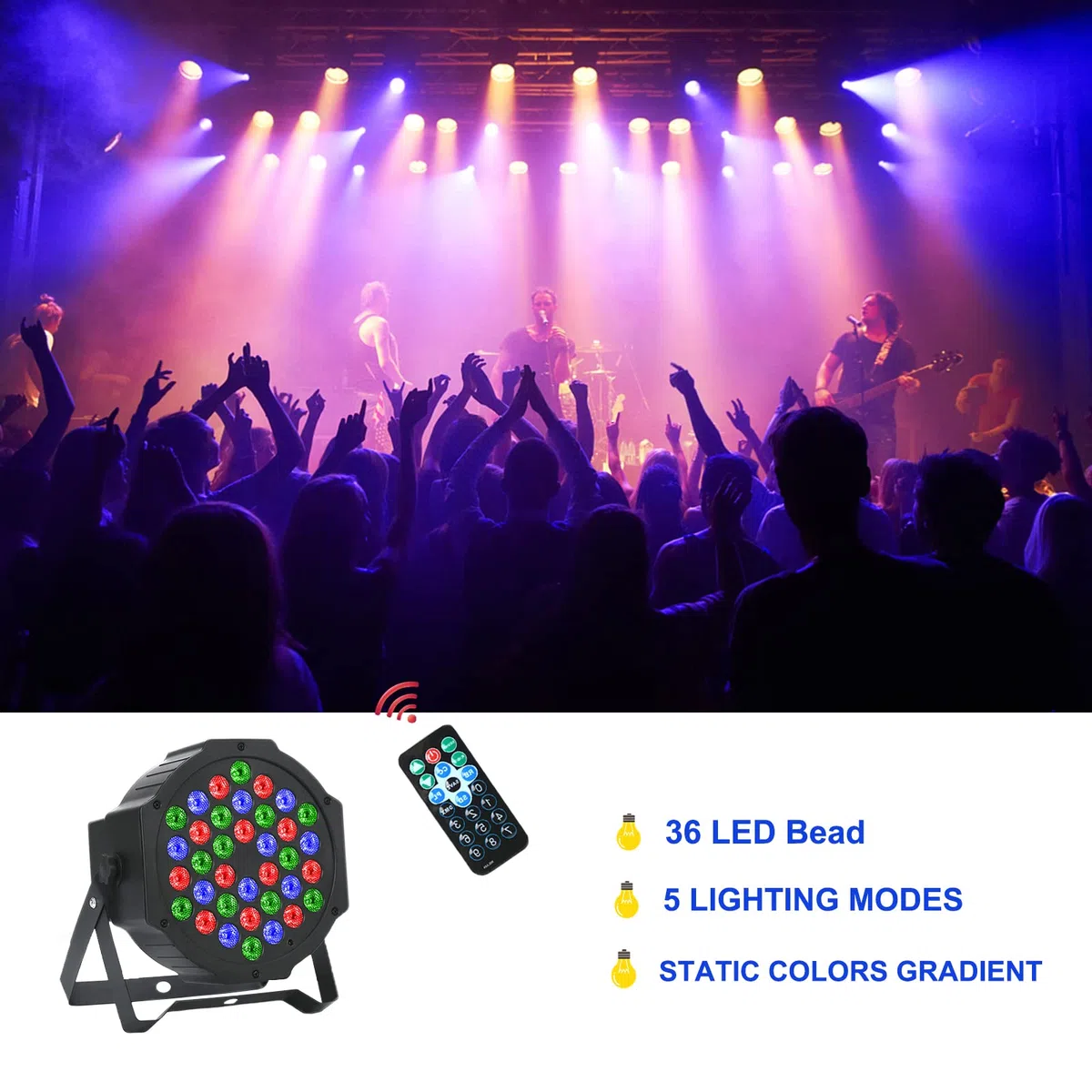 4 Pcs Luces Discoteca - RGB 36 LED Par Luces de Escenario Light Luces de Fiesta Iluminación Escenarios con Activación de Sonido Control Remoto Modo para Disco DJ Fiestas bar Bodas Navidad