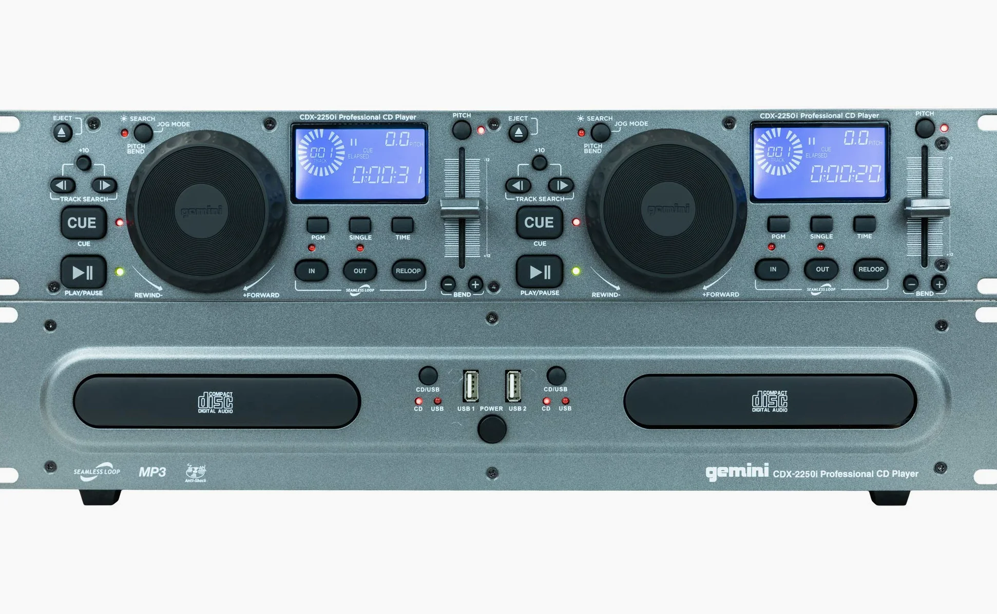 Gemini CDX-2250 - Reproductor doble de CD, montaje en rack