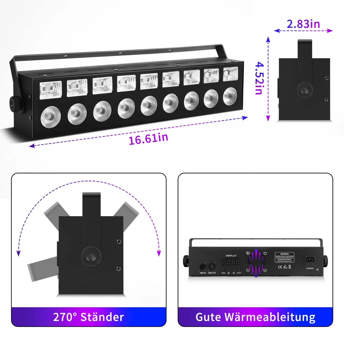 LED Wallwasher 63W RGBW UV, Barra de Luz DMX Con Efectos Para Fiestas, Escenario, Navidad, Halloween, DJ, Club Nocturno y Bodas (1pcs UV+RGBW)