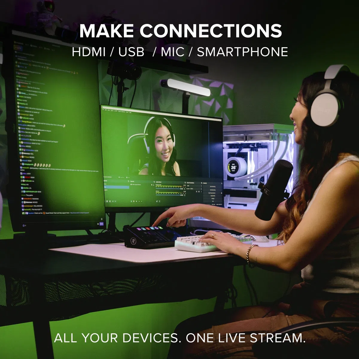 MACKIE MainStream interfaz completa para streaming en directo y captura de vídeo con teclas de control programables, software Matrix, HDMI Capture y Thru, concentrador USB-C, alimentación por bus