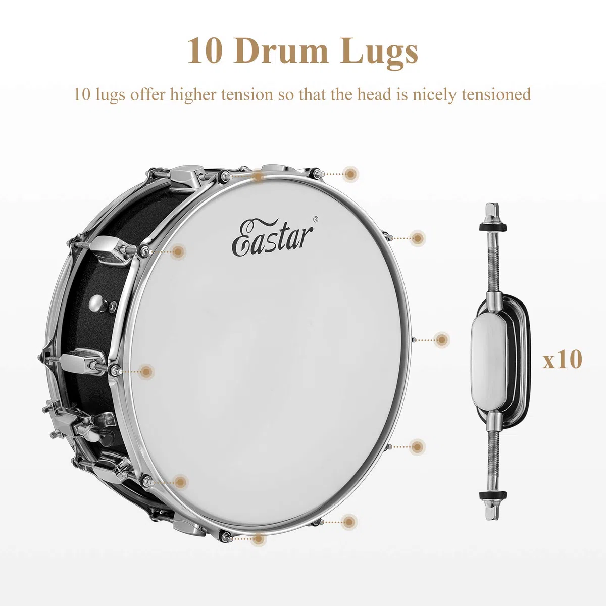 Eastar EDS-1455SBK Snare Drum Set，Starry Black