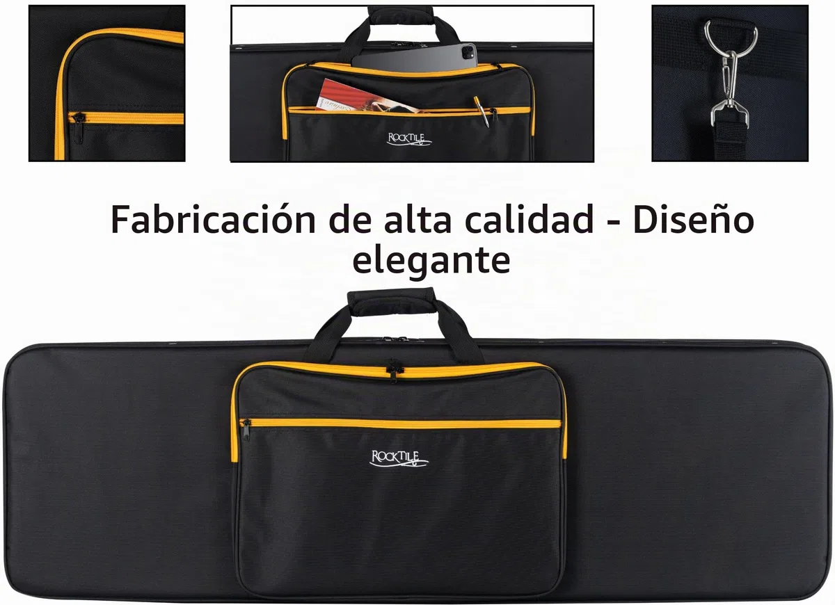 ROCKTILE EBSCR-2122BK Funda Blanda para bajo eléctrico - Maletín Ligero y manejable para Todos los Bajos eléctricos habituales (4/5 Cuerdas)