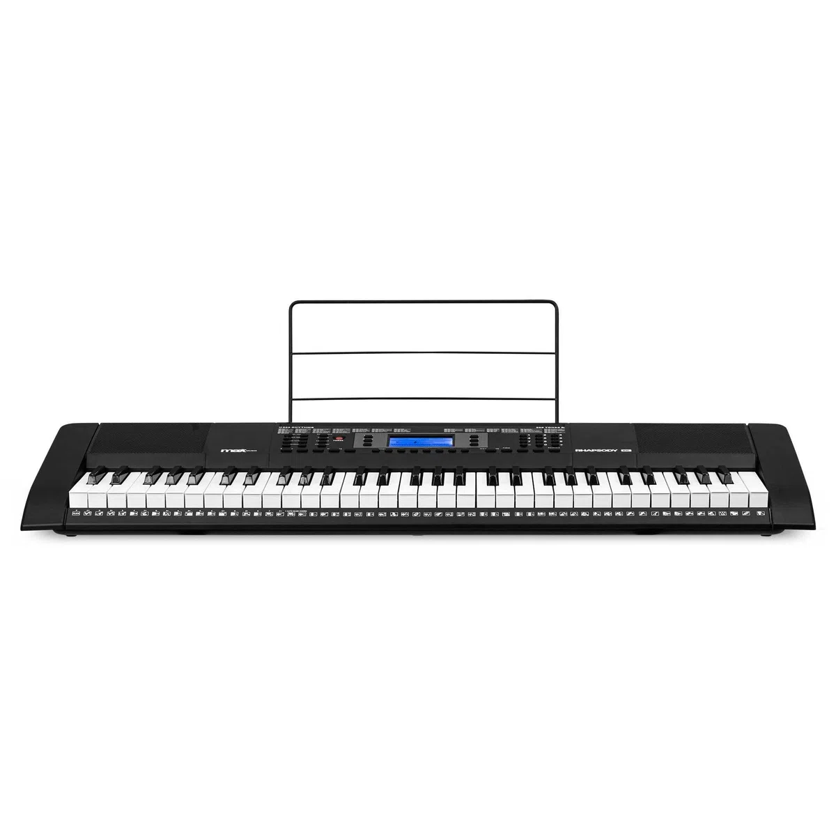 MAX Rhapsody61L Piano electrónico 61 teclas iluminadas - 600 sonidos y ritmos, pantalla LCD, función de aprendizaje, altavoces, MIDI, toma de auriculares - Perfecto para principiantes y profesionales