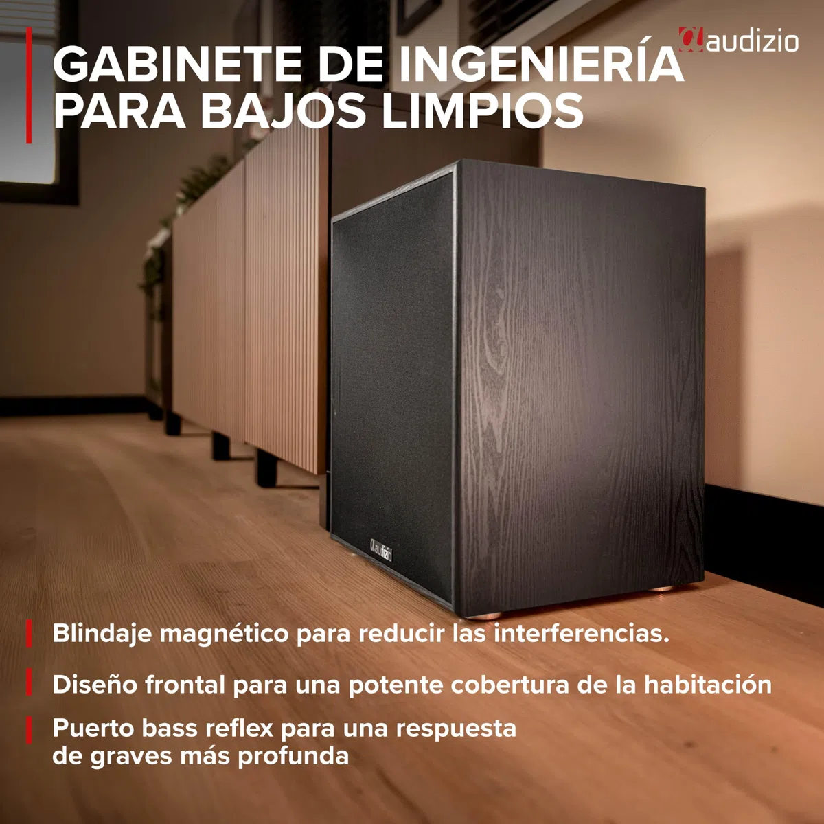 Audizio SHFS15B – Subwoofer Activo de 15 Pulgadas para Home Cinema con Amplificador Clase D, 500W, Graves Profundos, Crossover Ajustable, Bass Reflex conexión RCA y bornas, Color Negro