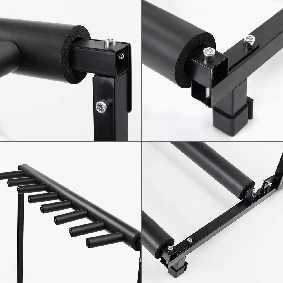 Display4top 7 vías Guitarra del Estante del Soporte - Soporte de guitarra portátil negro. Funda para acústica clásica, eléctrica, bajo
