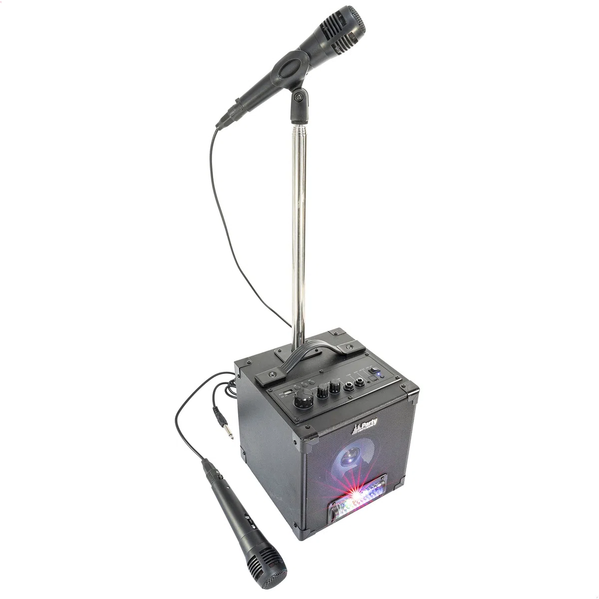 Party Light & Sound - PARTY-SINGTOGETHER - Kit de karaoke con 2 micrófonos y soporte - Negro