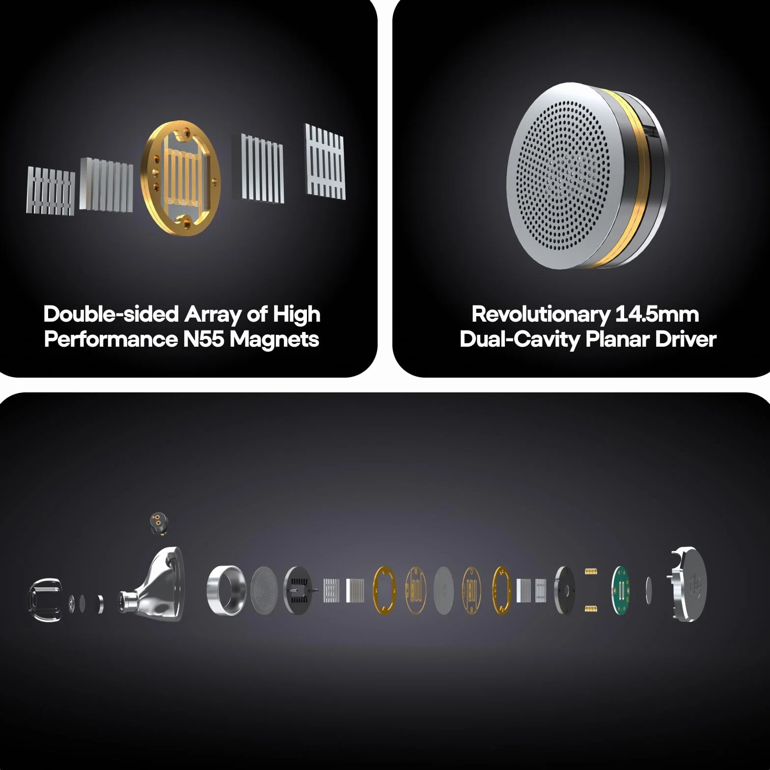 Linsoul 7Hz x Crinacle: Diablo/Divine In Ear Monitor,Auriculares con Drivers Magnéticos Planares de 14,5mm, IEM HiFi con Cable Desmontable de Cobre Monocristalino 2Pin para Audiófilos (Divine, Plata)