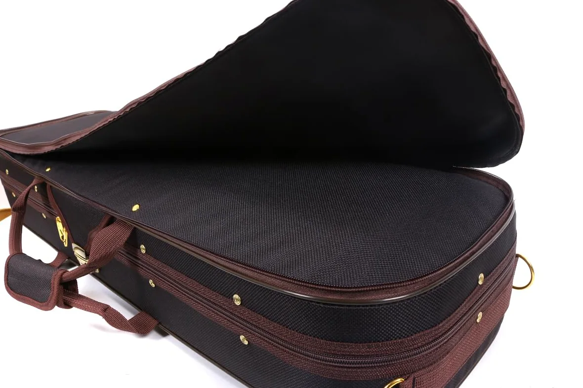 Caja de violín de Lona 4/4 tamaño Completo de Madera Rectangular con Correas duraderas 2 Soporte para Arco Bolsa de violín de Viaje