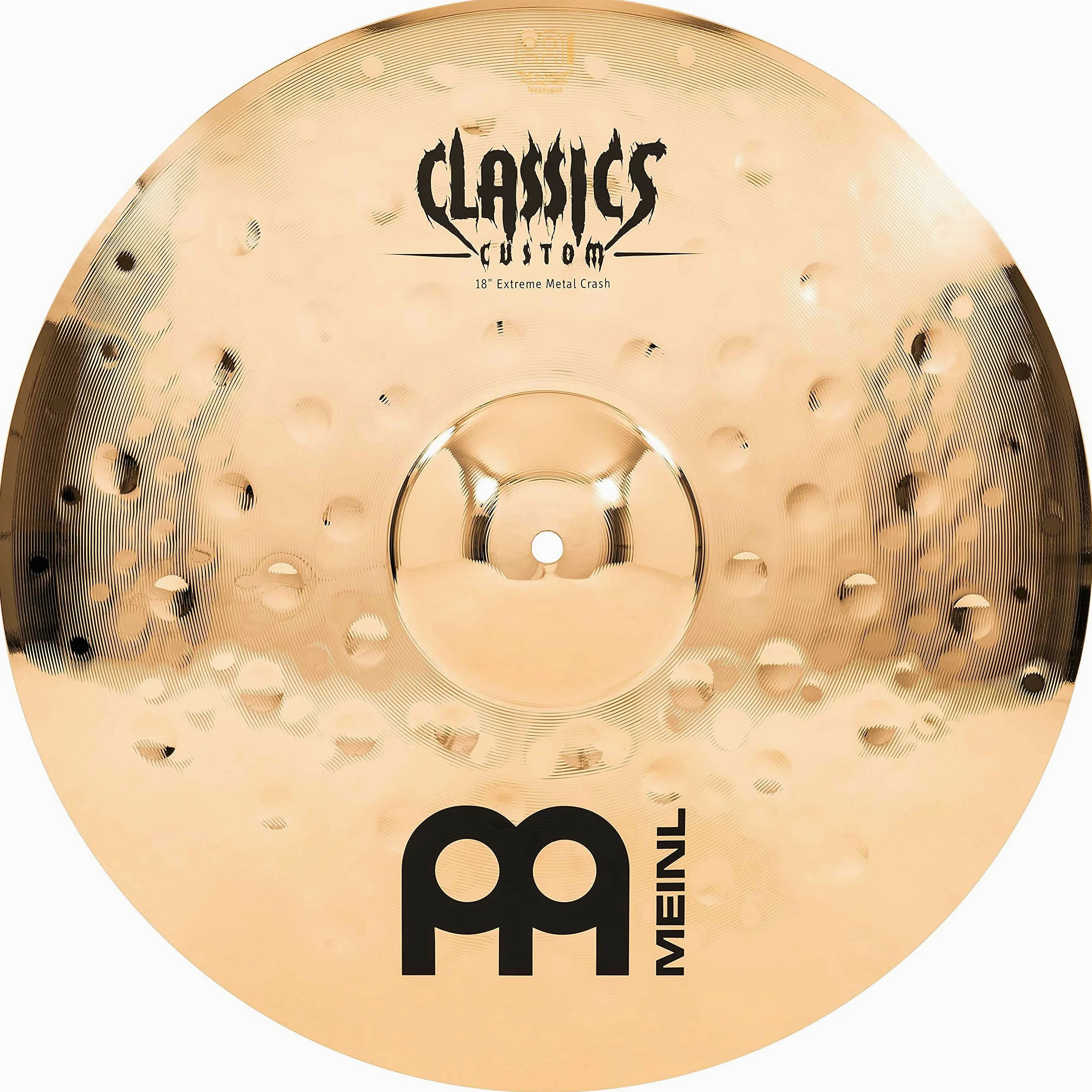 Meinl Cymbals Classics Custom Extreme Metal Plato Crash de 18 pulgadas (45,72cm) Platillos de Batería - Bronce B12, Acabado Brillante (CC18EMC-B)