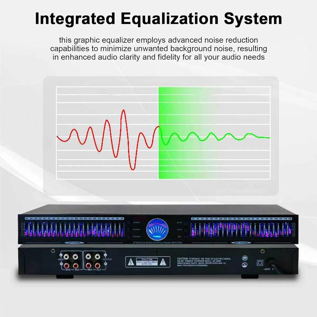 Ecualizador Digital de 22 Bandas, Ecualizador gráfico de Doble Canal, Ecualizador gráfico estéreo de Audio Digital con 10 Efectos preestablecidos, Ajuste de Graves, Medios y Agudos