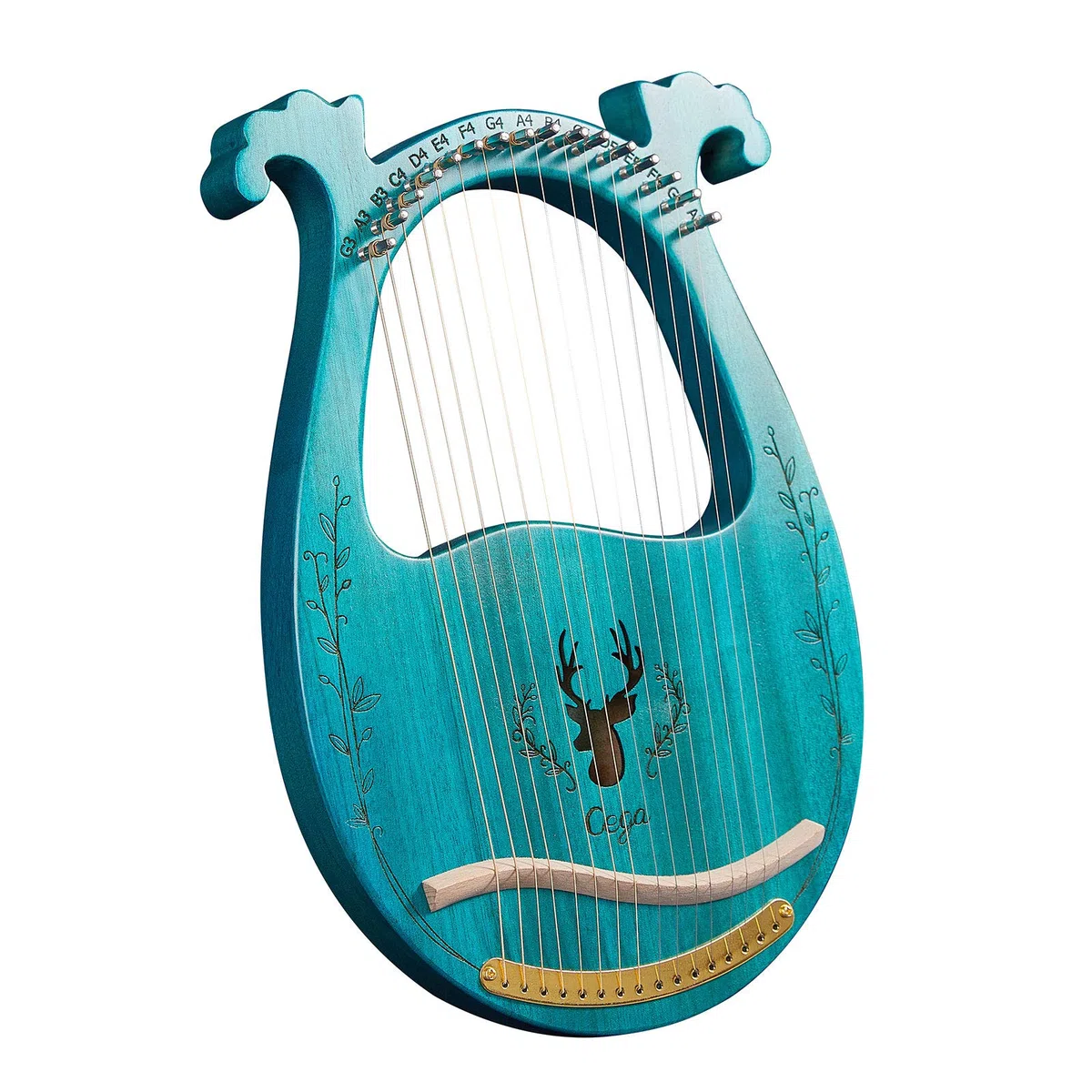 Arpa de lira de madera de 16 cuerdas con caja de resonancia, cuerdas de acero, llave de afinación, juego de 3 púas, juego de calcomanías y usuario, instrumento musical para principiantes, músicos