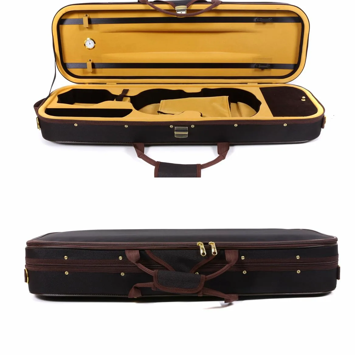 Caja de violín de Lona 4/4 tamaño Completo de Madera Rectangular con Correas duraderas 2 Soporte para Arco Bolsa de violín de Viaje