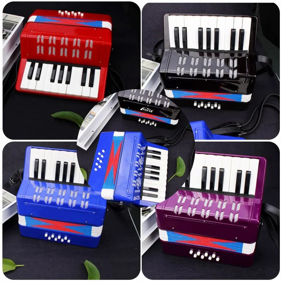Btuty Acordeón de 17 teclas y 8 bajos Mini acordeón pequeño Instrumento musical educativo Regalo de cumpleaños para principiantes
