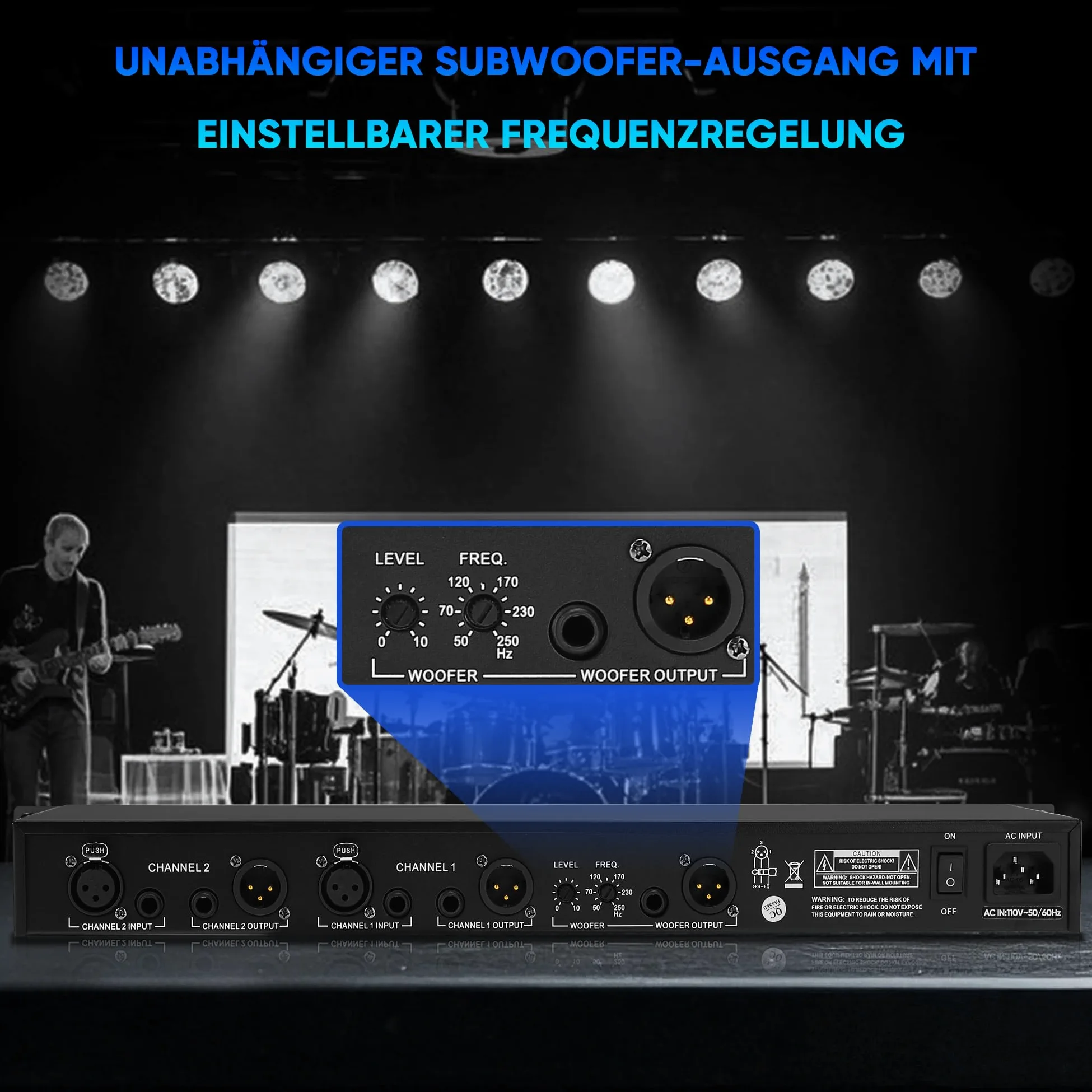 Ecualizador gráfico estéreo con ecualizador de 15 bandas para sistema de audio doméstico, ecualizador de DJ de doble canal con salida de subwoofer y reducción de ruido